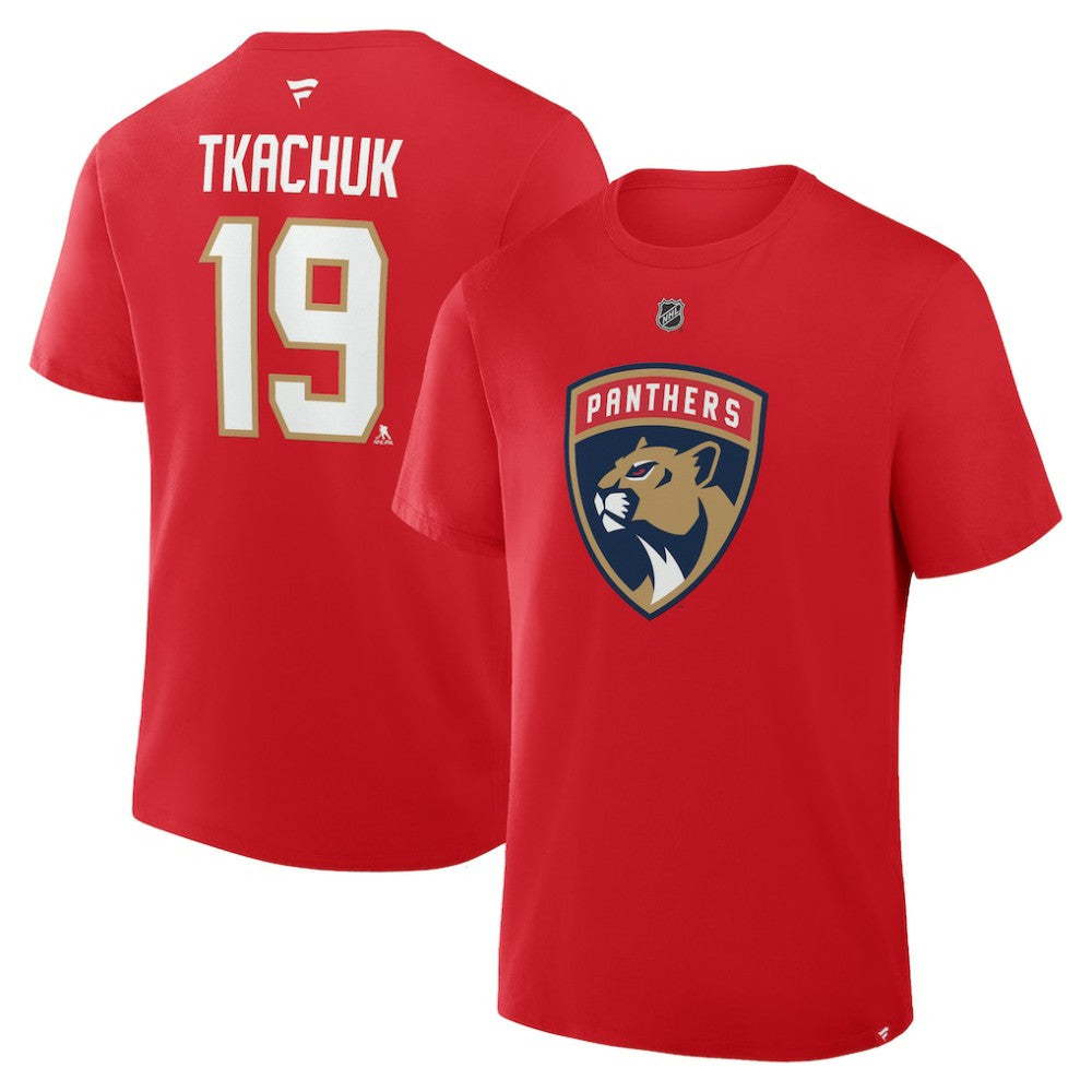 Matthew Tkachuk Florida Panthers Fanatics Authentic Stack Name & Number T-Shirt - Red | US 202466769