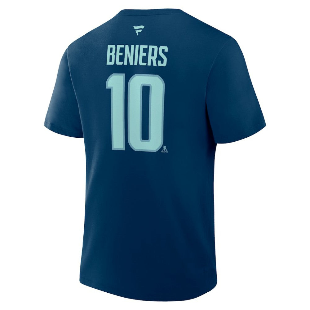 Matty Beniers Seattle Kraken Fanatics Authentic Stack Name & Number T-Shirt - Navy | US 202466771