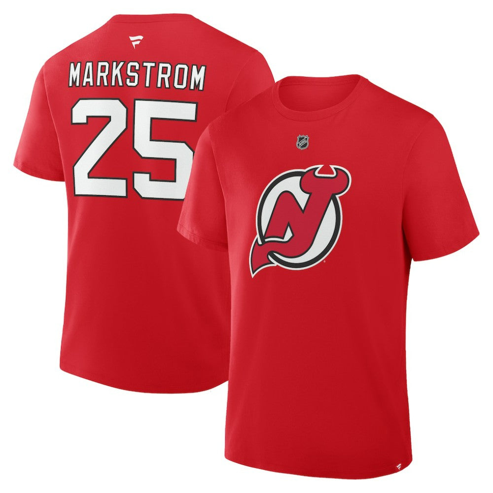 Jacob Markstrom New Jersey Devils Fanatics Authentic Stack Name & Number T-Shirt - Red | US 202466776