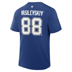 Andrei Vasilevskiy Tampa Bay Lightning Fanatics Authentic Stack Name & Number T-Shirt - Blue | US 202466788