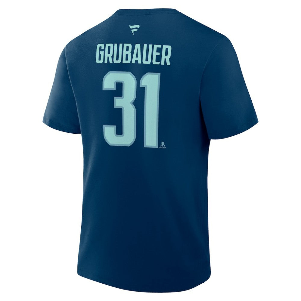 Philipp Grubauer Seattle Kraken Fanatics Authentic Stack Name & Number T-Shirt - Navy | US 202466790