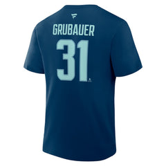 Philipp Grubauer Seattle Kraken Fanatics Authentic Stack Name & Number T-Shirt - Navy | US 202466790