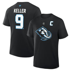 Clayton Keller Utah Mammoth Fanatics Authentic Stack Name & Number T-Shirt - Black | US 202466801