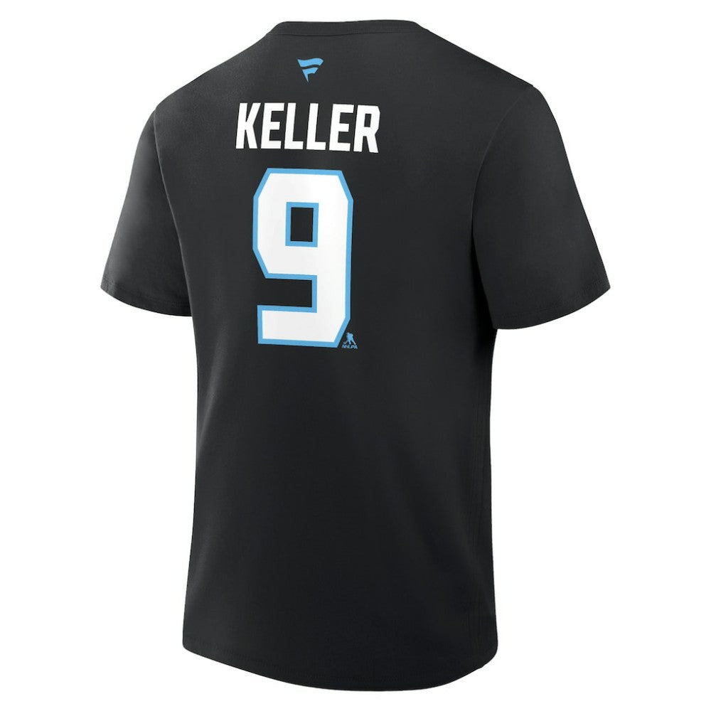 Clayton Keller Utah Mammoth Fanatics Authentic Stack Name & Number T-Shirt - Black | US 202466801