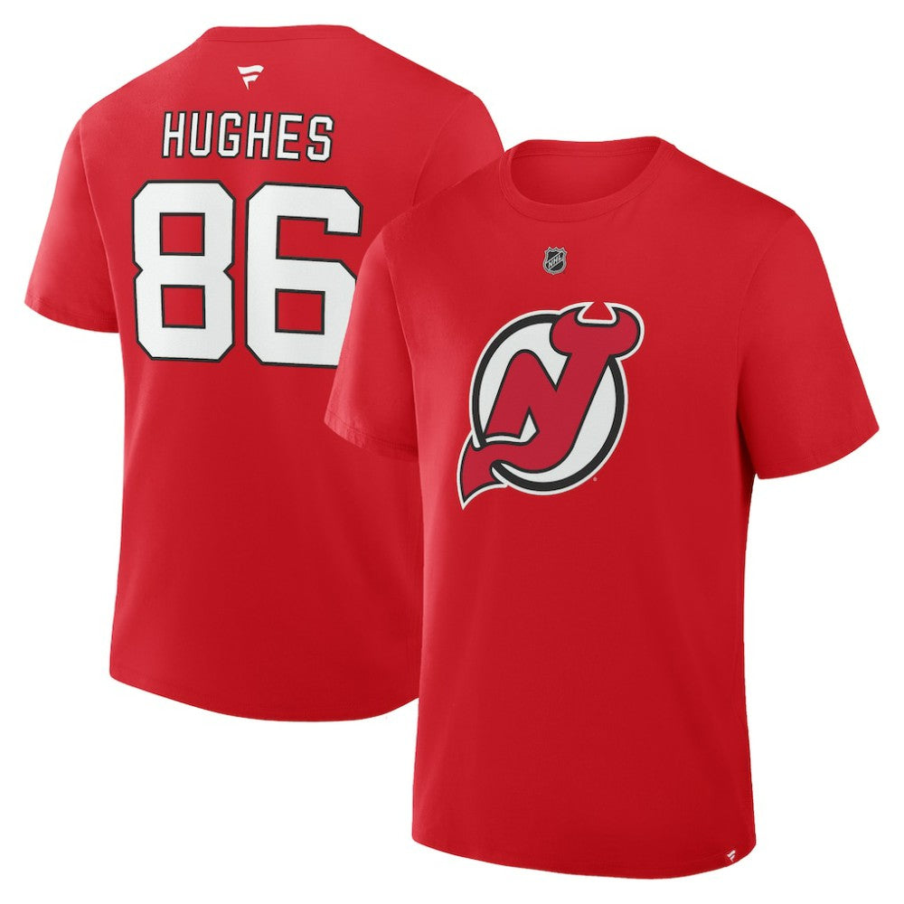 Jack Hughes New Jersey Devils Fanatics Authentic Stack Name & Number T-Shirt - Red | US 202466808