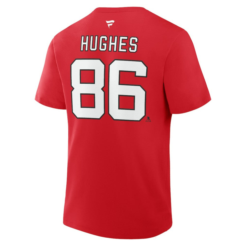 Jack Hughes New Jersey Devils Fanatics Authentic Stack Name & Number T-Shirt - Red | US 202466808