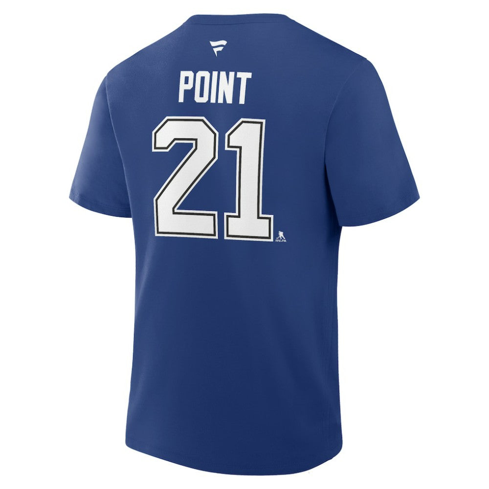 Brayden Point Tampa Bay Lightning Fanatics Authentic Stack Name & Number T-Shirt - Blue | US 202466810