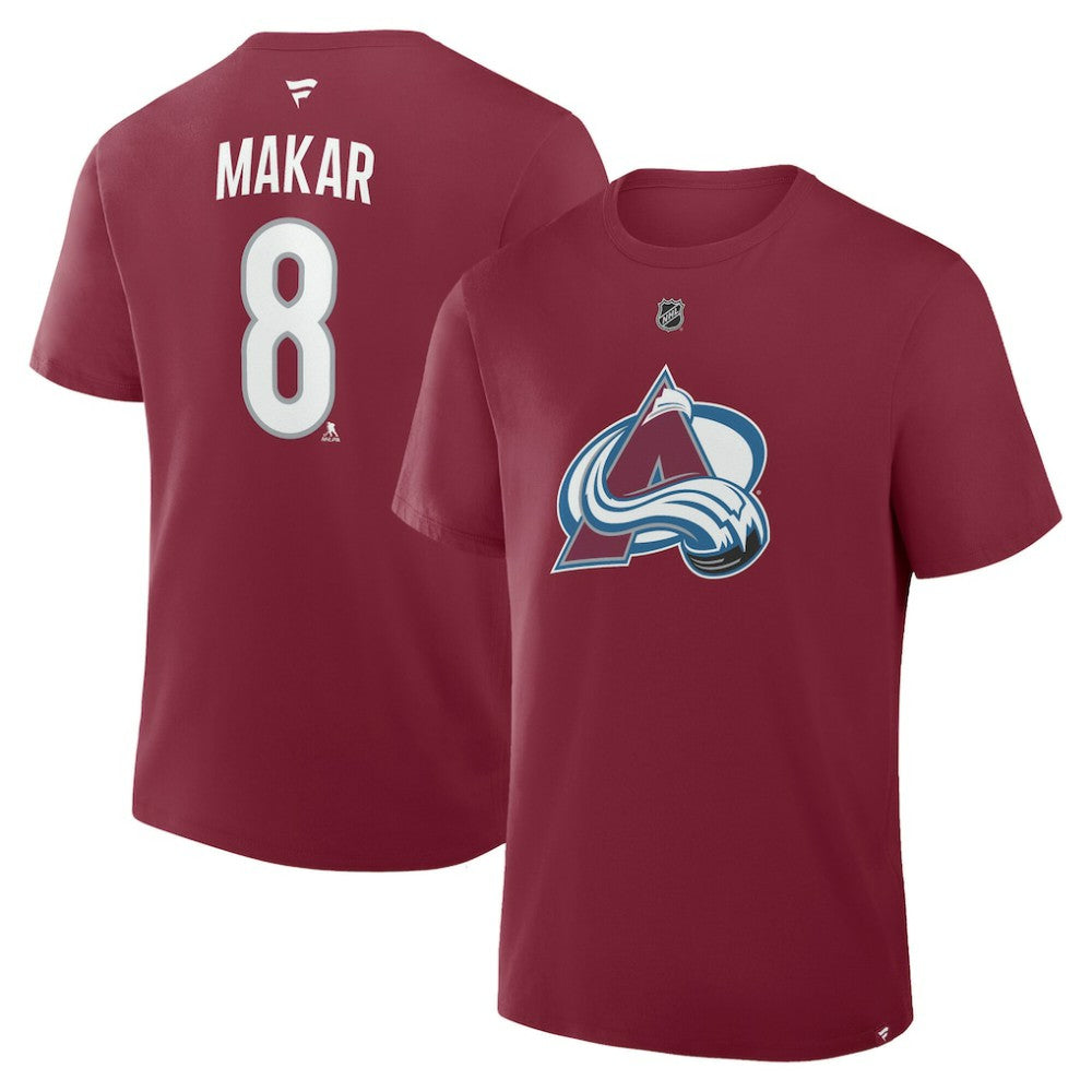 Cale Makar Colorado Avalanche Fanatics Authentic Stack Name & Number T-Shirt - Burgundy | US 202466817
