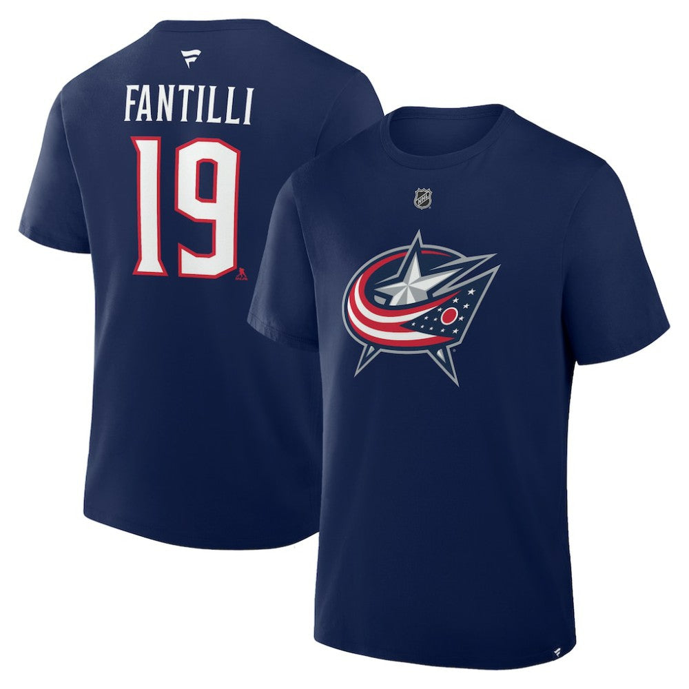 Adam Fantilli Columbus Blue Jackets Fanatics Authentic Stack Name & Number T-Shirt - Navy | US 202466820
