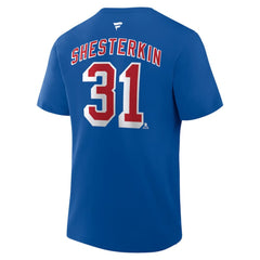 Igor Shesterkin New York Rangers Fanatics Authentic Stack Name & Number T-Shirt - Blue | US 202466823