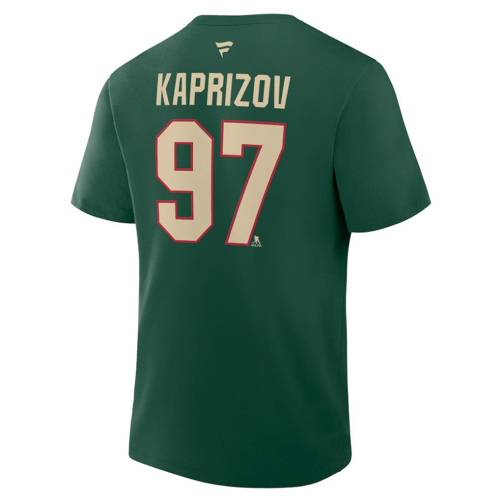 Kirill Kaprizov Minnesota Wild Fanatics Authentic Stack Name & Number T-Shirt - Green | US 202466827