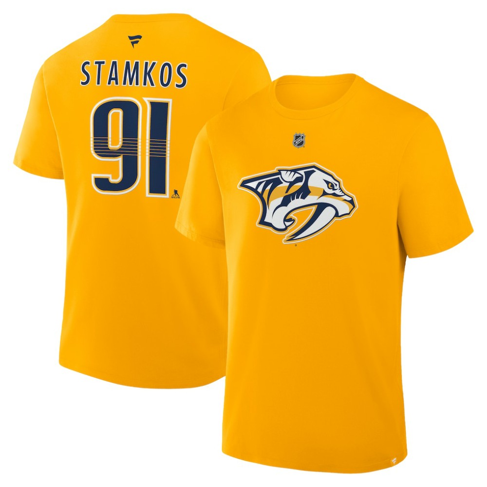 Steven Stamkos Nashville Predators Fanatics Authentic Stack Name & Number T-Shirt - Gold | US 202466854