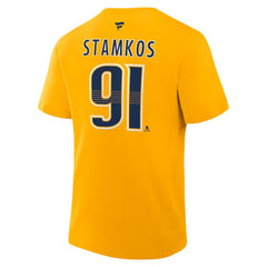 Steven Stamkos Nashville Predators Fanatics Authentic Stack Name & Number T-Shirt - Gold | US 202466854