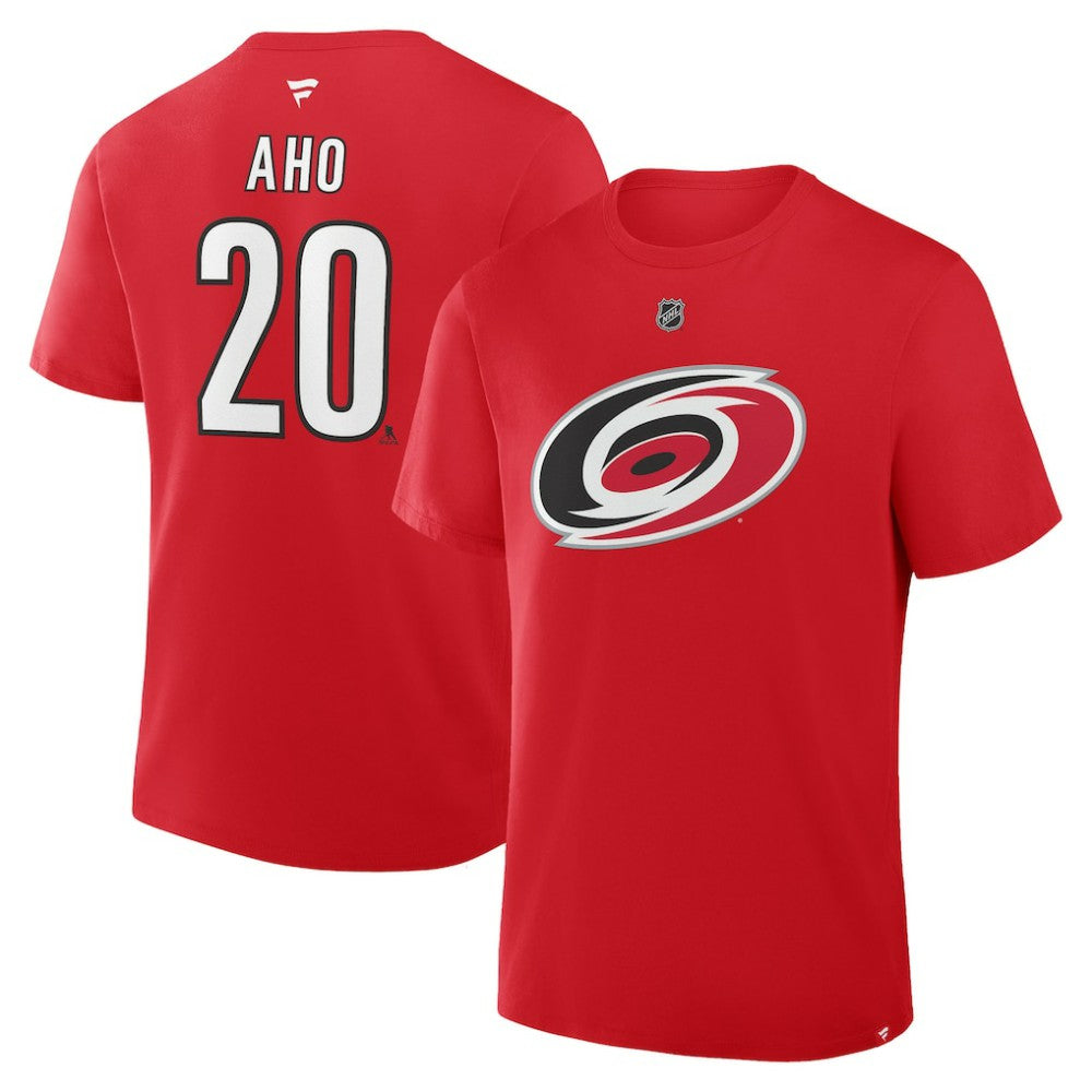 Sebastian Aho Carolina Hurricanes Fanatics Authentic Stack Name & Number T-Shirt - Red | US 202466900