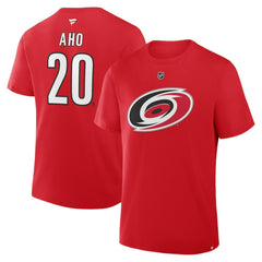 Sebastian Aho Carolina Hurricanes Fanatics Authentic Stack Name & Number T-Shirt - Red | US 202466900
