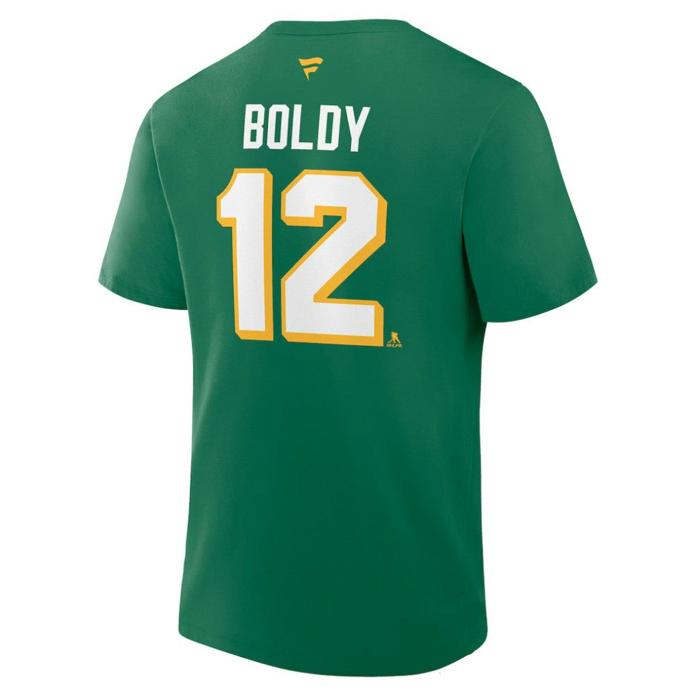 Matthew Boldy Minnesota Wild Fanatics Authentic Stack Name & Number T-Shirt - Kelly Green | US 202466909