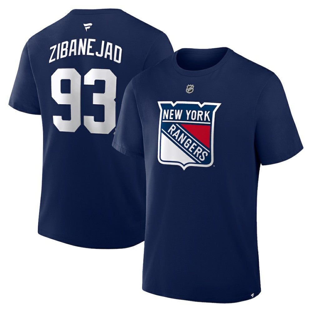 Mika Zibanejad New York Rangers Fanatics Authentic Stack Name & Number T-Shirt - Navy | US 202466915