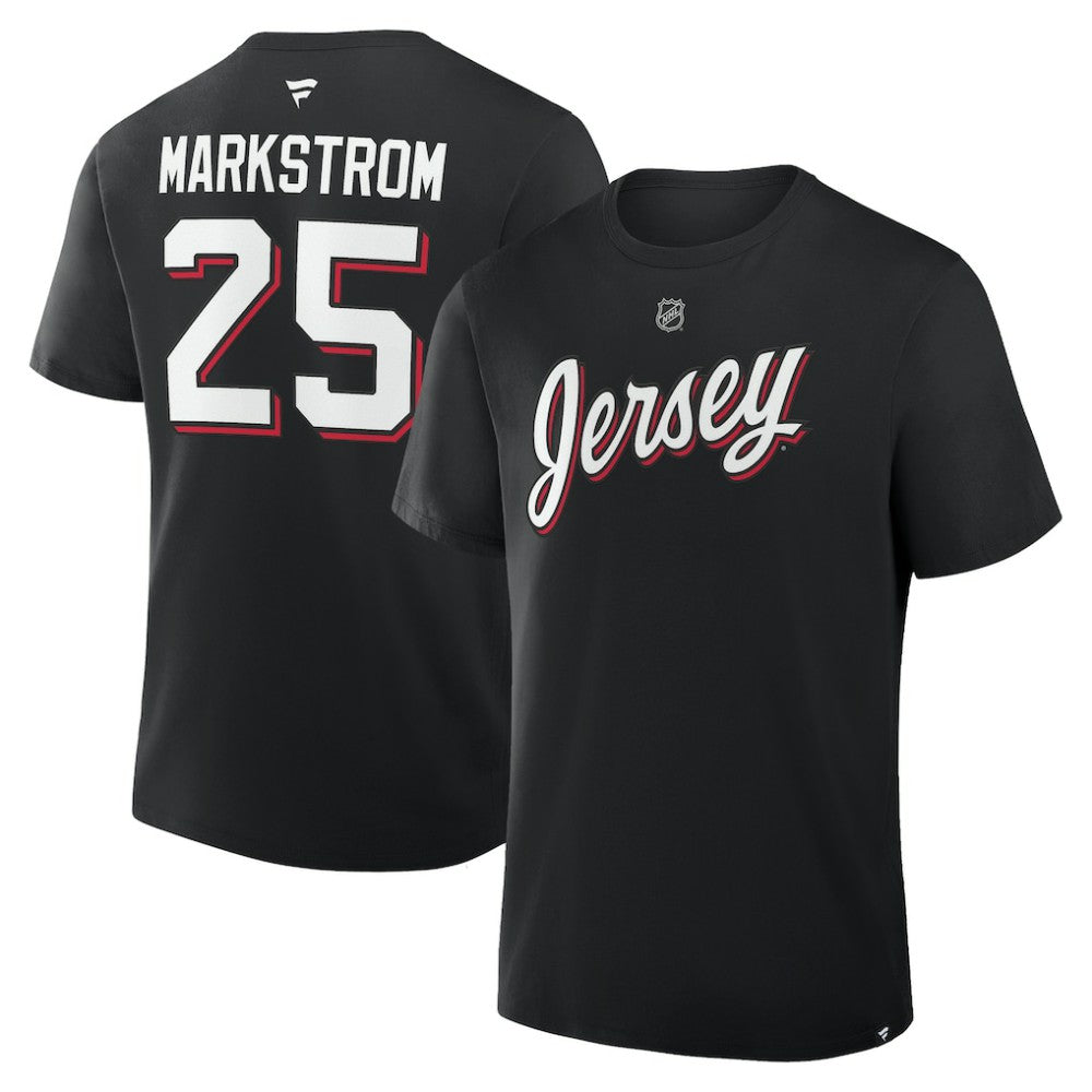 Jacob Markstrom New Jersey Devils Fanatics Authentic Stack Name & Number T-Shirt - Black | US 202466924