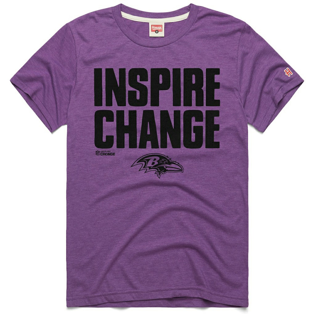 Baltimore Ravens Homage Unisex 2024 Inspire Change Tri-Blend T-Shirt - Purple T-shirts
