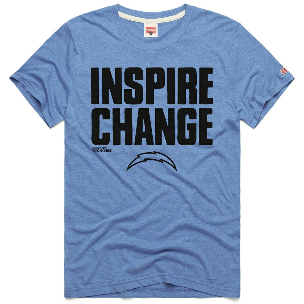 Los Angeles Chargers Homage Unisex 2024 Inspire Change Tri-Blend T-Shirt - Light Blue T-shirts