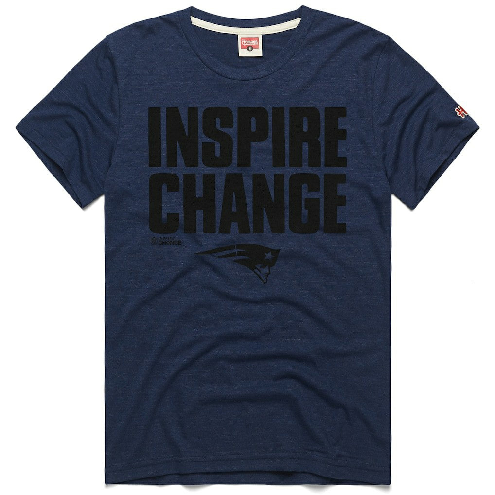New England Patriots Homage Unisex 2024 Inspire Change Tri-Blend T-Shirt - Navy T-shirts