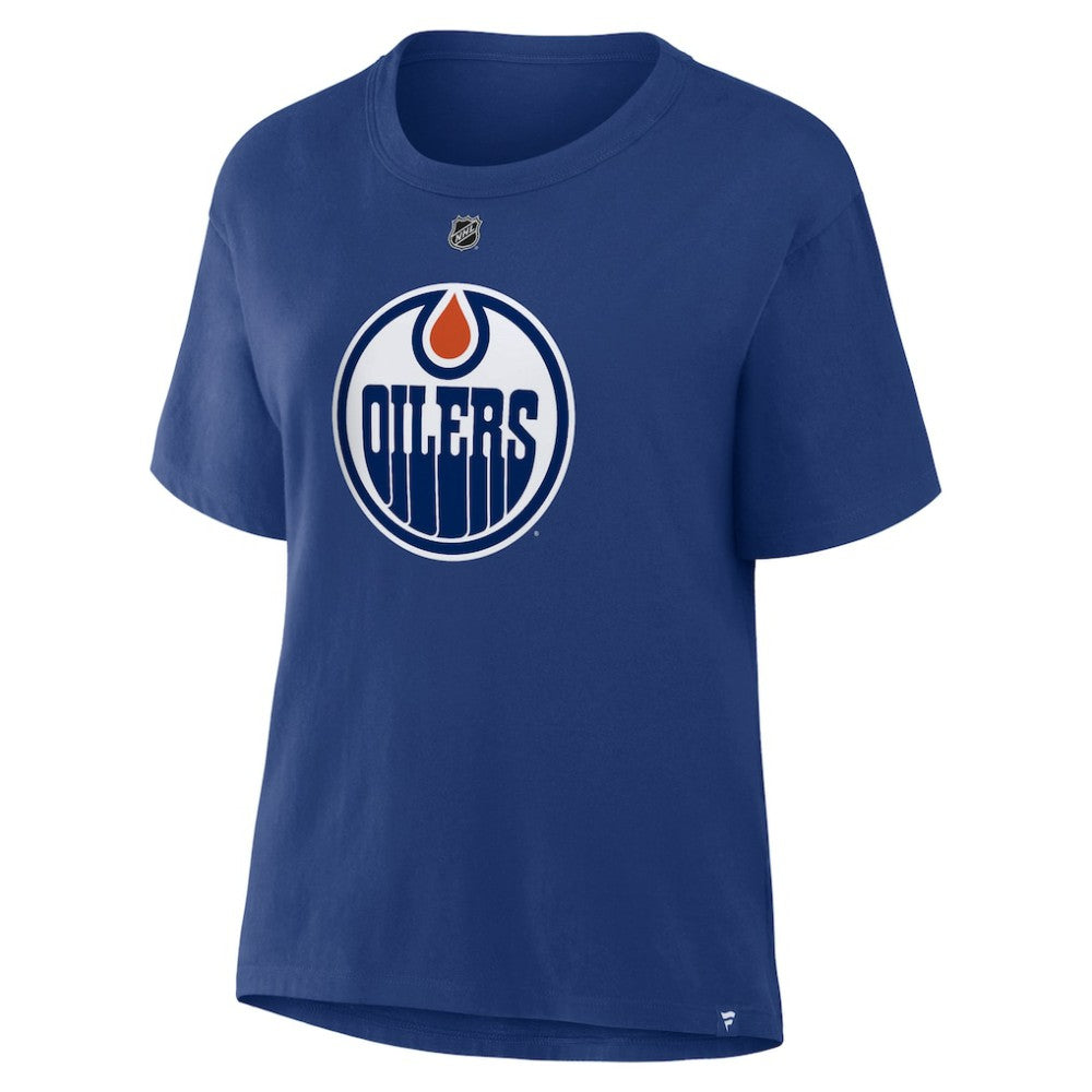 Leon Draisaitl Edmonton Oilers Fanatics Women's Authentic Stack Name & Number T-Shirt - Royal | US 202477499
