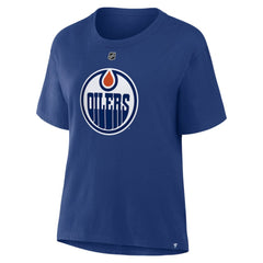 Leon Draisaitl Edmonton Oilers Fanatics Women's Authentic Stack Name & Number T-Shirt - Royal | US 202477499