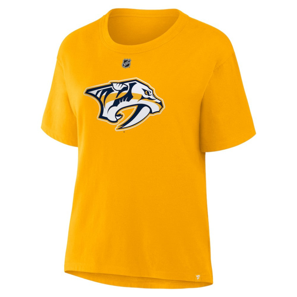 Filip Forsberg Nashville Predators Fanatics Women's Authentic Stack Name & Number T-Shirt - Gold | US 202477503