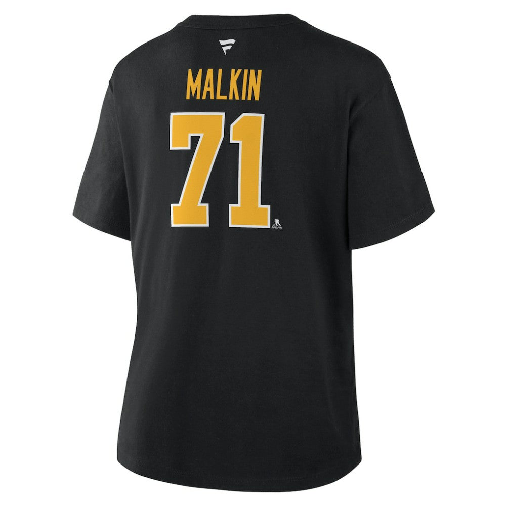 Evgeni Malkin Pittsburgh Penguins Fanatics Women's Authentic Stack Name & Number T-Shirt - Black | US 202477508