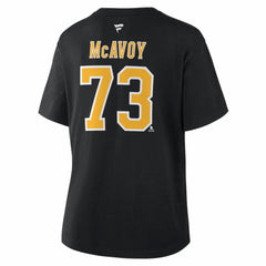 Charlie McAvoy Boston Bruins Fanatics Women's Authentic Stack Name & Number T-Shirt - Black | US 202477524