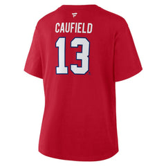 Cole Caufield Montreal Canadiens Fanatics Women's Authentic Stack Name & Number T-Shirt - Red | US 202477589