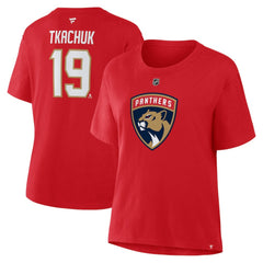 Matthew Tkachuk Florida Panthers Fanatics Women's Authentic Stack Name & Number T-Shirt - Red | US 202477606