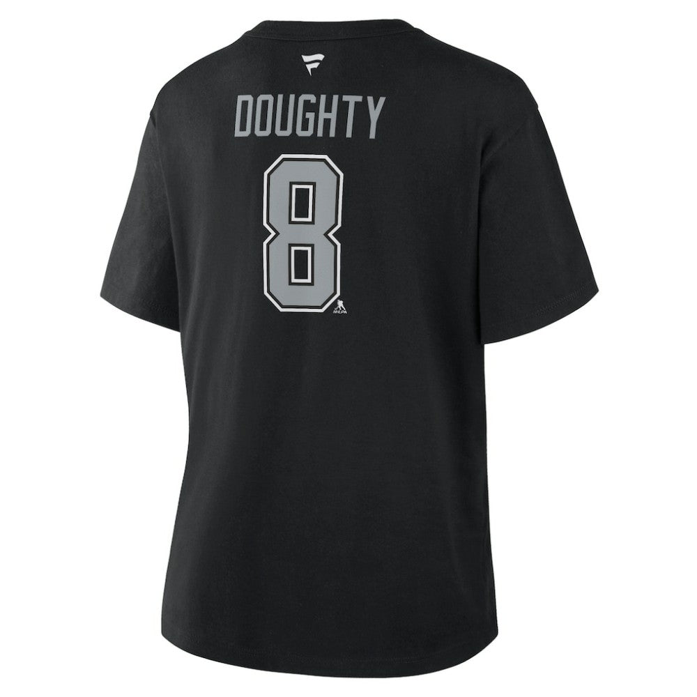 Drew Doughty Los Angeles Kings Fanatics Women's Authentic Stack Name & Number T-Shirt - Black | US 202477610