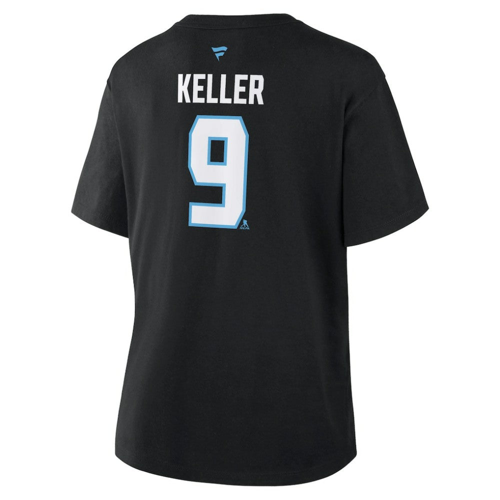 Clayton Keller Utah Mammoth Fanatics Women's Authentic Stack Name & Number T-Shirt - Black | US 202477621