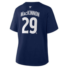 Nathan MacKinnon Colorado Avalanche Fanatics Women's Authentic Stack Name & Number T-Shirt - Navy | US 202477681