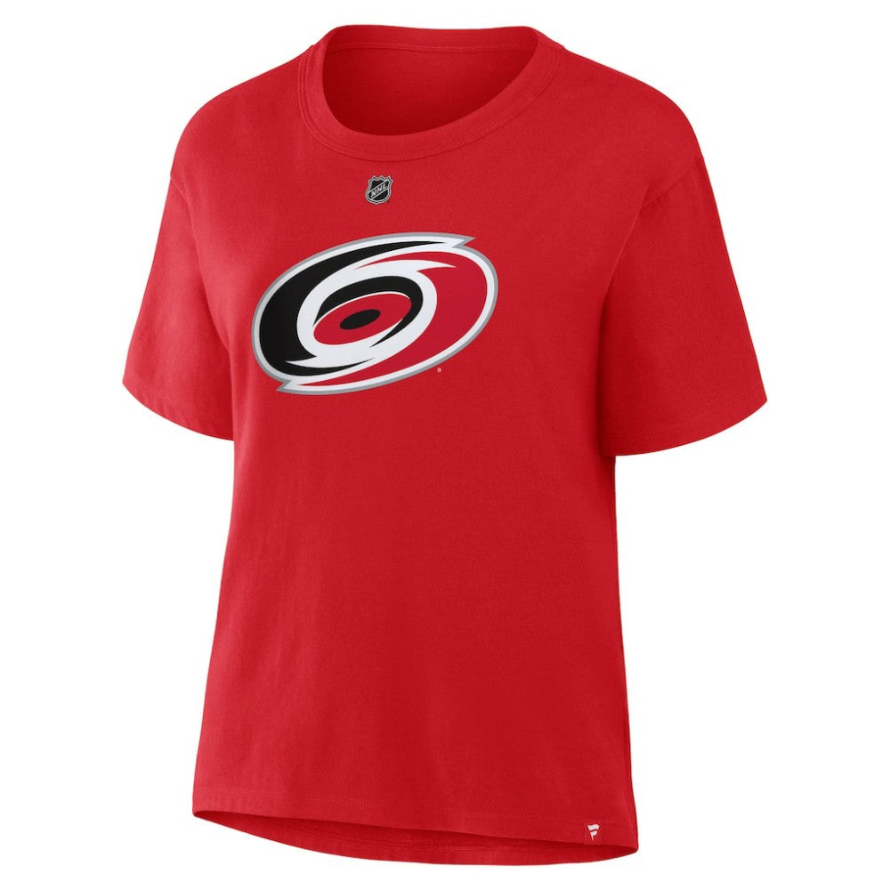 Sebastian Aho Carolina Hurricanes Fanatics Women's Authentic Stack Name & Number T-Shirt - Red | US 202477684