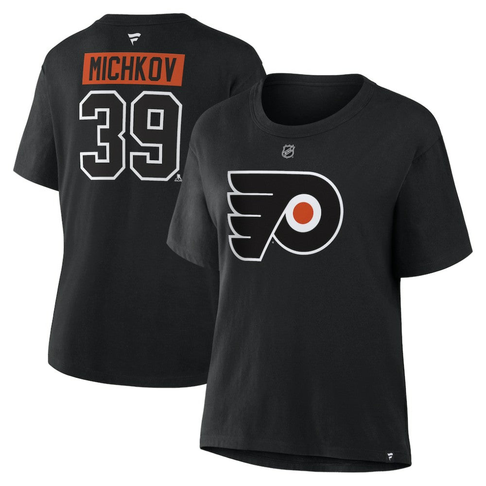 Matvei Michkov Philadelphia Flyers Fanatics Women's Authentic Stack Name & Number T-Shirt - Black | US 202477705