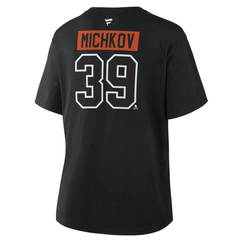 Matvei Michkov Philadelphia Flyers Fanatics Women's Authentic Stack Name & Number T-Shirt - Black | US 202477705