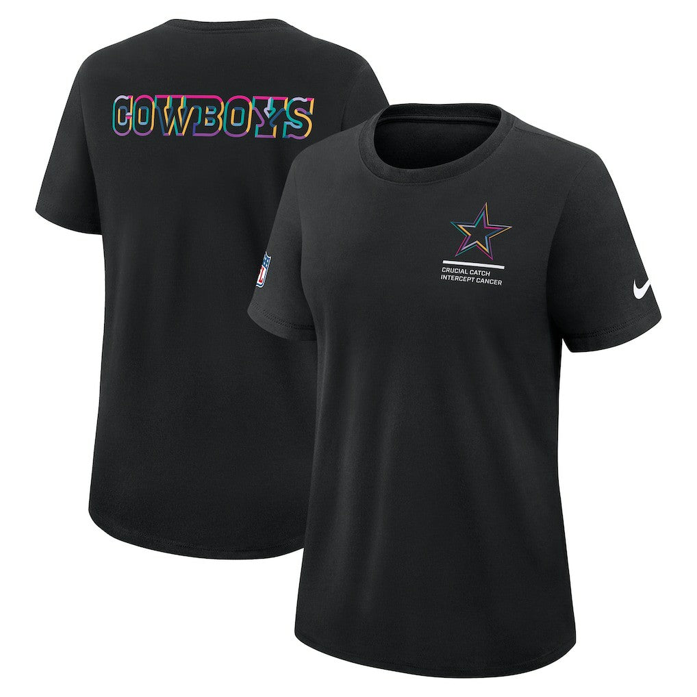 Dallas Cowboys Women's 2025 NFL Crucial Catch Tri-Blend Dri-FIT T-Shirt - Black T-shirts