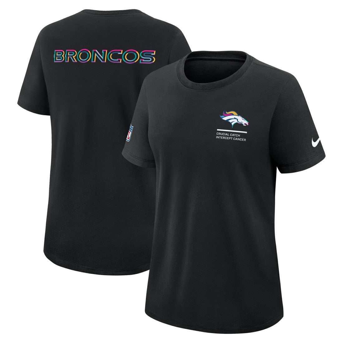 Denver Broncos Women's 2025 NFL Crucial Catch Tri-Blend Dri-FIT T-Shirt - Black T-shirts