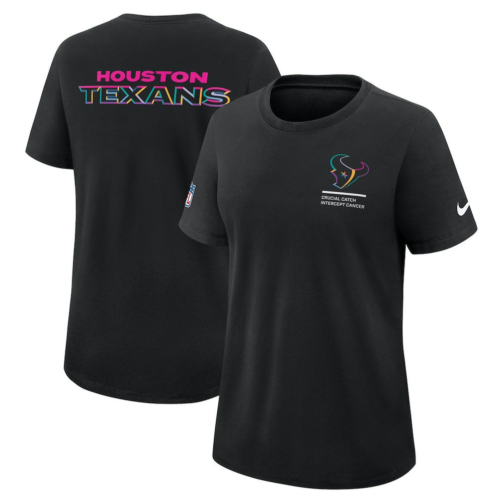 Houston Texans Women's 2025 NFL Crucial Catch Tri-Blend Dri-FIT T-Shirt - Black T-shirts