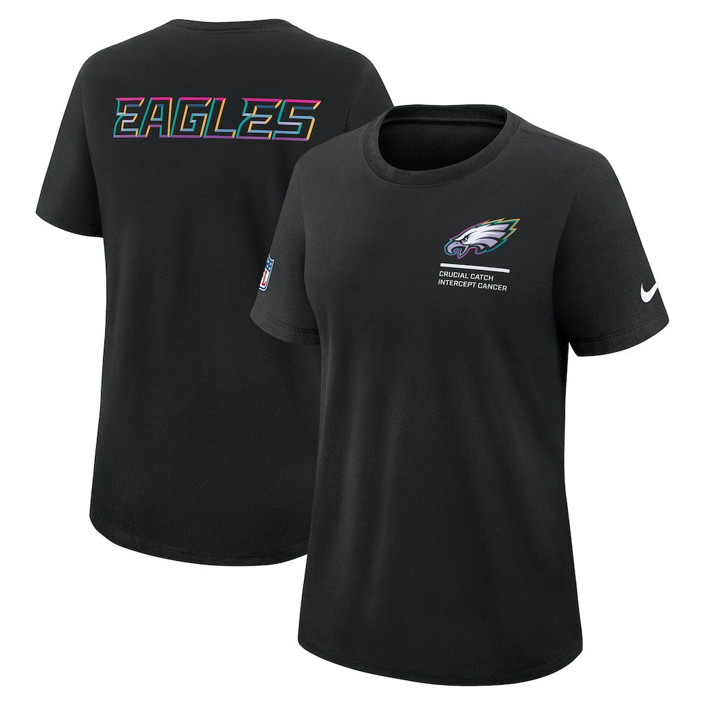 Philadelphia Eagles Women's 2025 NFL Crucial Catch Tri-Blend Dri-FIT T-Shirt - Black T-shirts