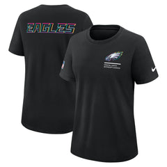 Philadelphia Eagles Women's 2025 NFL Crucial Catch Tri-Blend Dri-FIT T-Shirt - Black T-shirts
