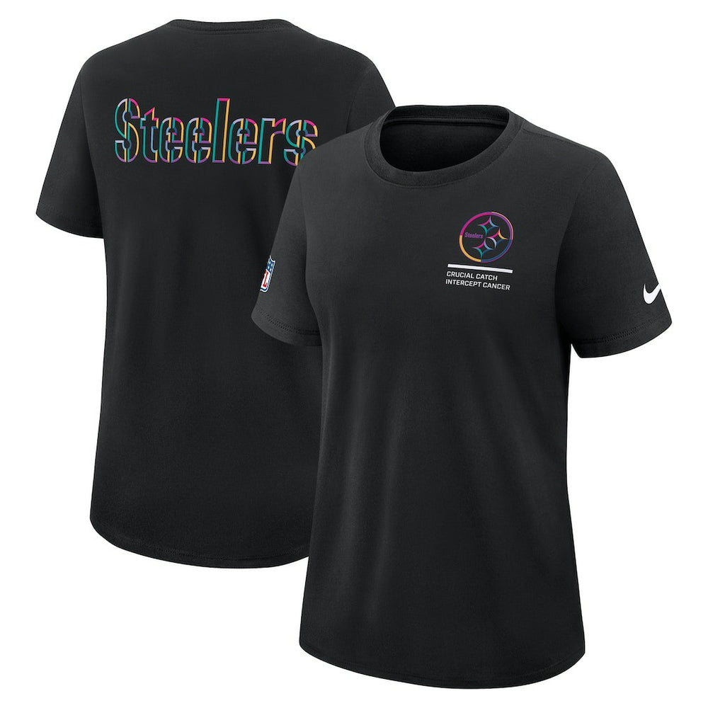 Pittsburgh Steelers Women's 2025 NFL Crucial Catch Tri-Blend Dri-FIT T-Shirt - Black T-shirts