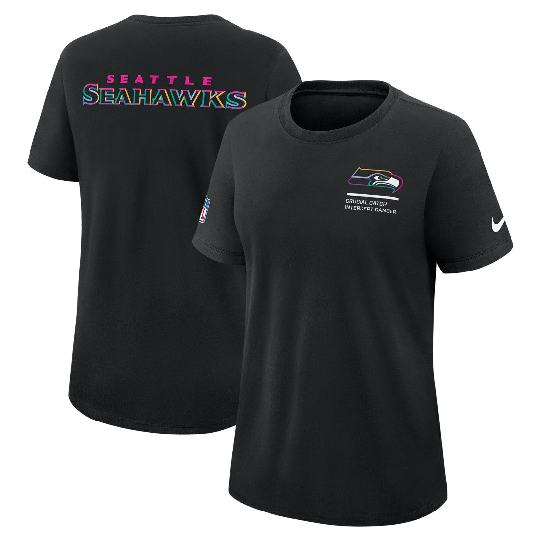 Seattle Seahawks Women's 2025 NFL Crucial Catch Tri-Blend Dri-FIT T-Shirt - Black T-shirts