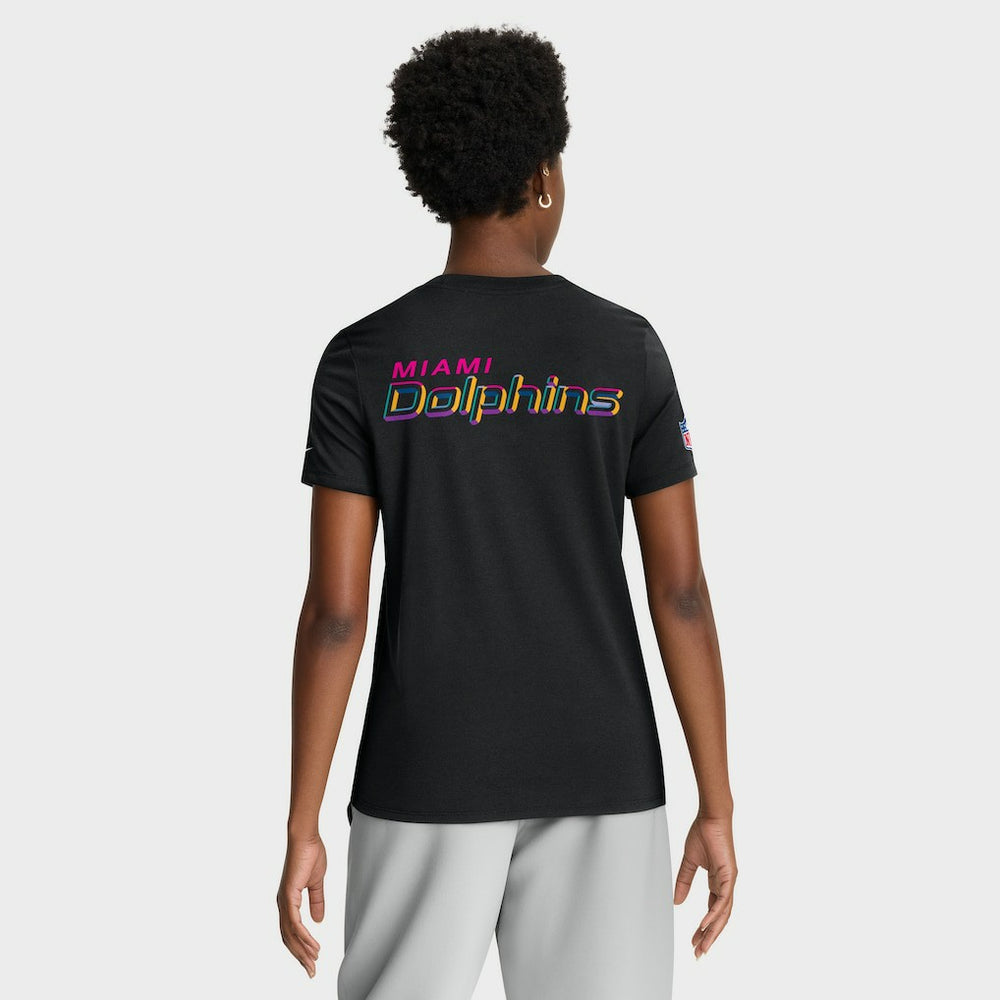 Miami Dolphins Women's 2025 NFL Crucial Catch Tri-Blend Dri-FIT T-Shirt - Black T-shirts