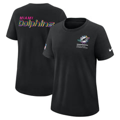 Miami Dolphins Women's 2025 NFL Crucial Catch Tri-Blend Dri-FIT T-Shirt - Black T-shirts