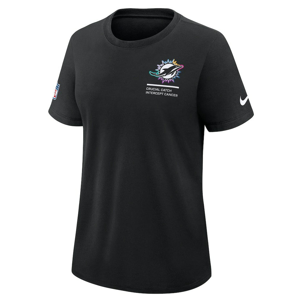 Miami Dolphins Women's 2025 NFL Crucial Catch Tri-Blend Dri-FIT T-Shirt - Black T-shirts