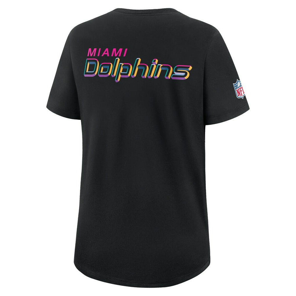 Miami Dolphins Women's 2025 NFL Crucial Catch Tri-Blend Dri-FIT T-Shirt - Black T-shirts