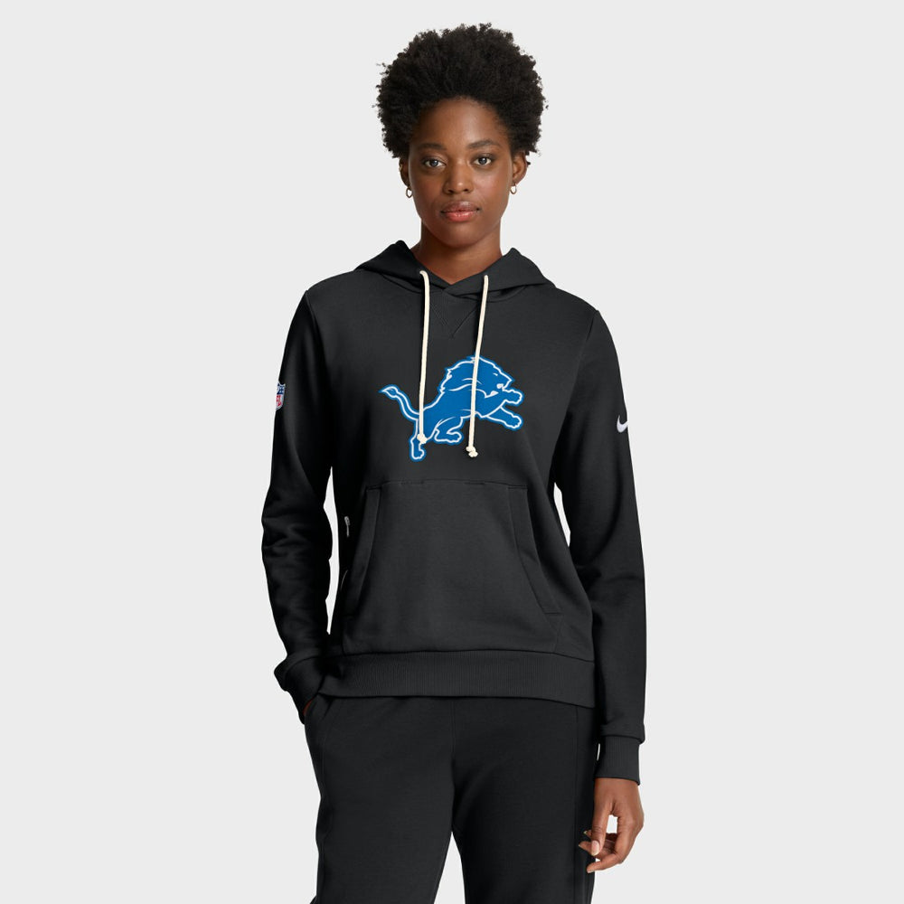 Detroit Lions Women's Throwback Sideline Standard Issue Dri-FIT Hoodie - Black Hoodies